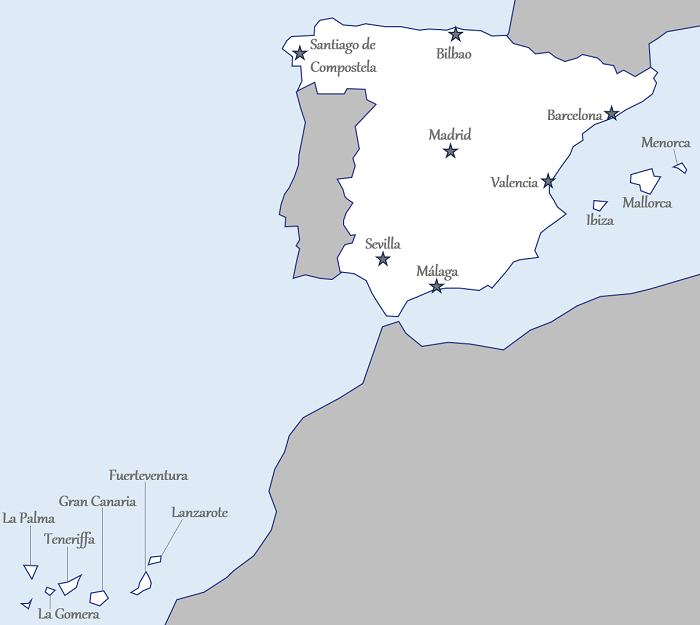 Übersichtskarte von Spanien