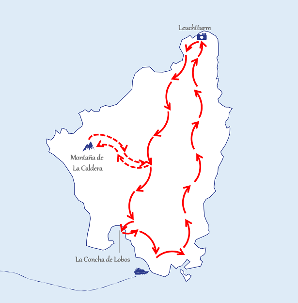 Karte von Los Lobos mit Wanderroute